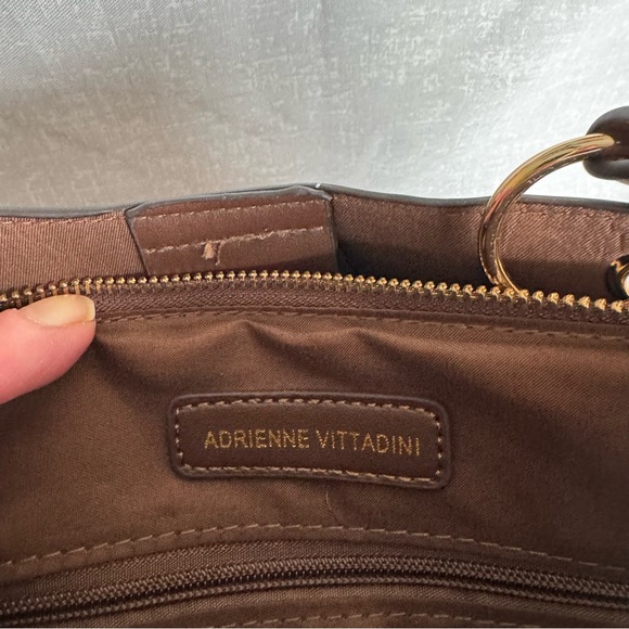 Adrienne Vittadini Brown Designer Tote Bag with Phone Bag - Picture 10 of 16